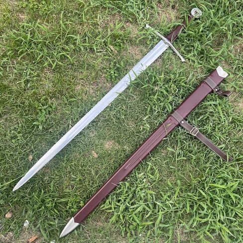 49"/41.5" Medieval Western King Arthur Sword with Leather Sheath Sharp Full Tang Real,High Carbon Steel Two-Handed Long Sword,Historical Collectible/Training/Medieval Decor in Saudi Arabia