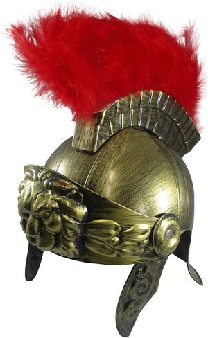 Nicky Bigs Novelties Medieval Gladiator Roman Helmet & Spear Set Faux Feather Plume, Movable Visor & 59" Adjustable Prop in Saudi Arabia