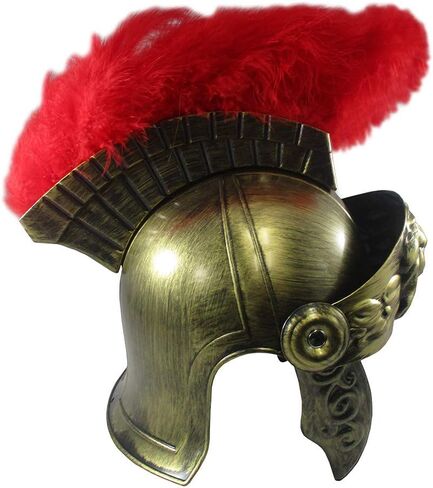 Nicky Bigs Novelties Medieval Gladiator Roman Helmet & Spear Set Faux Feather Plume, Movable Visor & 59" Adjustable Prop in Saudi Arabia