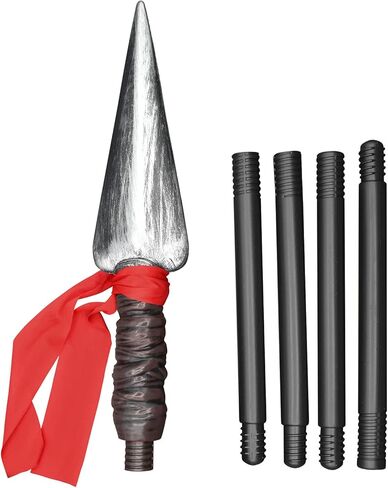 Nicky Bigs Novelties Medieval Gladiator Roman Helmet & Spear Set Faux Feather Plume, Movable Visor & 59" Adjustable Prop in Saudi Arabia