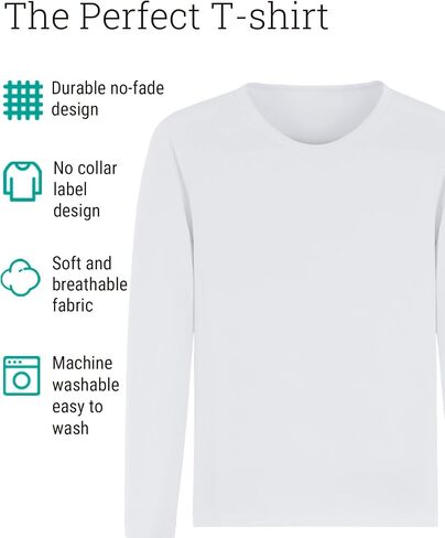 Boys Cotton Long Sleeve Shirts Soft Breathable Crewneck Tees for Kids, Fashion Basic Tops 4-12 Years in Saudi Arabia