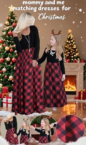 فستان طويل الأكمام متطابق من Mommy and Me، ملابس الأم والابنة بوهو مخططة من الشيفرون in Kuwait