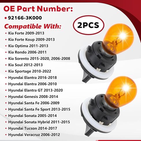 Front Turn Signal Light Socket Holder Fit for KIA Forte Optima Rondo Sorento for Elantra Sonata Santa Fe Veracruz Replace OE 92166-3K000 with 3 Bulb in Saudi Arabia