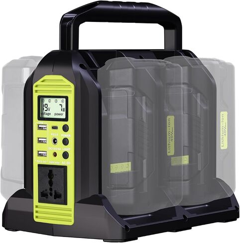 محول طاقة 350 واط لبطارية ليثيوم أيون Ryobi 40 فولت، OP401 2-Port 20 فولت إلى 120 فولت عاكس موجة جيبية نقية مع ضوء LED، 3 منافذ USB-A، 1 منفذ USB-C، 1 منفذ تيار مستمر، محطة طاقة للتخييم في حالات الطوارئ (أداة فقط ) in Saudi Arabia