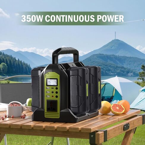 محول طاقة 350 واط لبطارية ليثيوم أيون Ryobi 40 فولت، OP401 2-Port 20 فولت إلى 120 فولت عاكس موجة جيبية نقية مع ضوء LED، 3 منافذ USB-A، 1 منفذ USB-C، 1 منفذ تيار مستمر، محطة طاقة للتخييم في حالات الطوارئ (أداة فقط ) in Saudi Arabia
