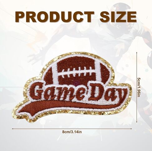 12pcs Football Patches, Gold Edges Chenille Football Patches Iron On Patches DIY Embroidered Rugby Sport Sew On Applique for Clothes,Pants,Hat,Backpack, 1.46x2.2in in Kuwait