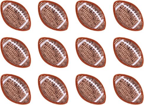 12pcs Football Patches, Gold Edges Chenille Football Patches Iron On Patches DIY Embroidered Rugby Sport Sew On Applique for Clothes,Pants,Hat,Backpack, 1.46x2.2in in Kuwait