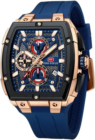 MF MINI FOCUS Men's Watch Analog Fashion Wrist Watch, Skeleton Tonneau Watch for Men with Chronograph,Ideal for Sports Enthusiasts and Daily Wear in Saudi Arabia