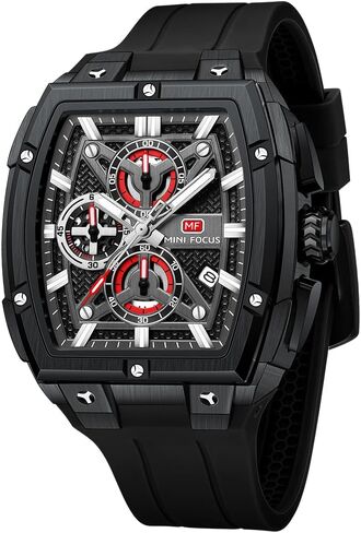MF MINI FOCUS Men's Watch Analog Fashion Wrist Watch, Skeleton Tonneau Watch for Men with Chronograph,Ideal for Sports Enthusiasts and Daily Wear in Saudi Arabia