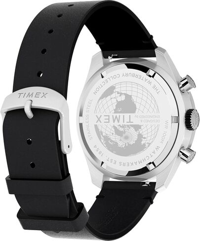 Timex Men's Waterbury Chronograph 41mm Watch - Black Strap Silver Dial Stainless Steel Case in Saudi Arabia