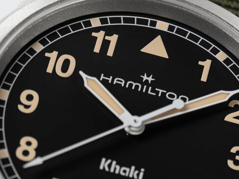 Hamilton Watch Khaki Field Khaki Field Quartz | Swiss Made | 38mm Stainless Steel Case|Black Dial | Green Textile NATO Strap (Model: H69401930) in Saudi Arabia