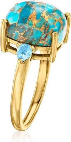 Ross-Simons Turquoise and .30 ct. t.w. Swiss Blue Topaz Ring in 18kt Gold Over Sterling in Saudi Arabia