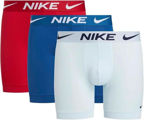 Nike Men's Essential Micro Boxer Briefs 3 Pack - Glacier Blue/Court Blue/Gym Red, Small in Saudi Arabia
