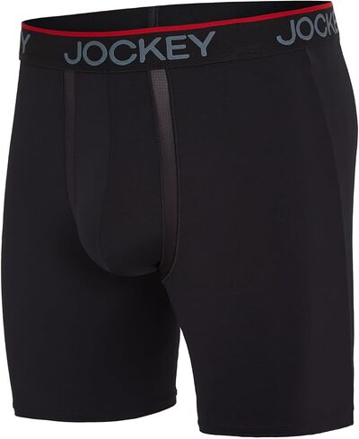 ملابس داخلية للرجال من Jockey، حقيبة مقاومة للتشابك، مصنوعة من الألياف الدقيقة مقاس 8.5 بوصة، سراويل داخلية طويلة الساق - 3 قطع، Black Night، M in Saudi Arabia