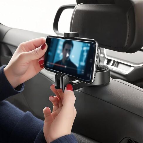 2-in-1 Car Headrest Hidden Hook Universal Car Seat Hooks with Phone Holder Black Seats Back Phones Hanger Hook in Saudi Arabia