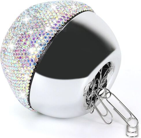 MultiBey Silver Magnetic Paper Clip Holder Round Paperclip Dispenser with 100Pcs Silver Paper Clips for Desk Non-Skid Smooth Finish Memo Bookmark Clip Dispensers, 28mm/ 1.1" (Silver) in Saudi Arabia