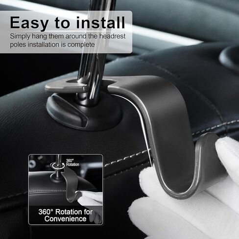 6-Pack Car Back Seat Headrest Hooks, Car Hanger Holder for Purse, Coats, Umbrellas, Grocery Bags, Handbags, and Hats, Durable and Convenient Car Organizer Interior Accessories, Black in Saudi Arabia