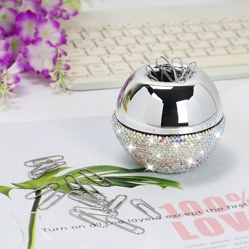 MultiBey Silver Magnetic Paper Clip Holder Round Paperclip Dispenser with 100Pcs Silver Paper Clips for Desk Non-Skid Smooth Finish Memo Bookmark Clip Dispensers, 28mm/ 1.1" (Silver) in Saudi Arabia