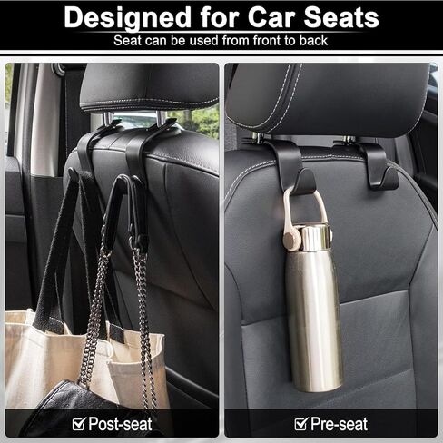 6-Pack Car Back Seat Headrest Hooks, Car Hanger Holder for Purse, Coats, Umbrellas, Grocery Bags, Handbags, and Hats, Durable and Convenient Car Organizer Interior Accessories, Black in Saudi Arabia