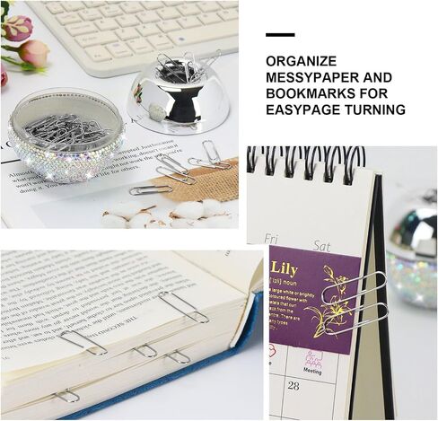 MultiBey Silver Magnetic Paper Clip Holder Round Paperclip Dispenser with 100Pcs Silver Paper Clips for Desk Non-Skid Smooth Finish Memo Bookmark Clip Dispensers, 28mm/ 1.1" (Silver) in Saudi Arabia
