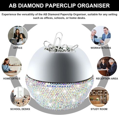 MultiBey Silver Magnetic Paper Clip Holder Round Paperclip Dispenser with 100Pcs Silver Paper Clips for Desk Non-Skid Smooth Finish Memo Bookmark Clip Dispensers, 28mm/ 1.1" (Silver) in Saudi Arabia