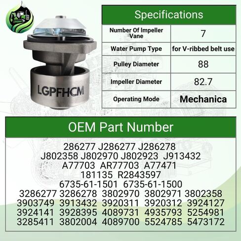 3286277 6735-61-1501 مضخة مياه لـ الكمون 4BT 3.9L 6BT 5.9L لكوماتسو 6D102 S6D102 PC200-6 لـ Case IH 1840 40XT 60XT 70XT 85XT 90XT 95XT جرار 580 Mx100 لـ شاحنة فورد B700 Cf700 in Saudi Arabia