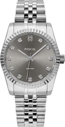 PASCAL Timeless Classic Diamond Watch for Men Women– Swiss Quartz Watch with Lab-Grown Diamonds, Sapphire Crystal, Elegant Dress Watch Gift,10 ATM Water Resistant, Fits 6.5"-9.5" Wrists in Kuwait