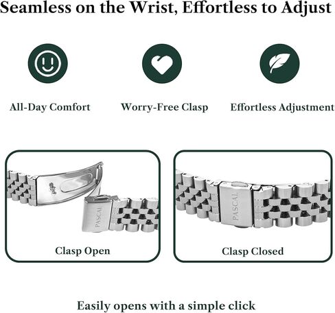 PASCAL Timeless Classic Diamond Watch for Men Women– Swiss Quartz Watch with Lab-Grown Diamonds, Sapphire Crystal, Elegant Dress Watch Gift,10 ATM Water Resistant, Fits 6.5"-9.5" Wrists in Kuwait