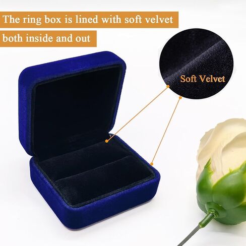 GBYAN 2 Pieces Velvet Ring Box, Jewelry Display Gift Box, Ring Case for Proposal,Engagement, Wedding,Black in Kuwait