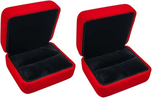 GBYAN 2 Pieces Velvet Ring Box, Jewelry Display Gift Box, Ring Case for Proposal,Engagement, Wedding,Black in Kuwait