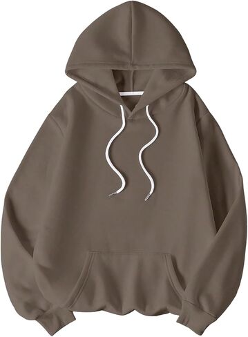 سويت شيرت SweatyRocks نسائي كبير الحجم برسومات صوفية وأكمام طويلة وفتحة رقبة دائرية بلوفر كاجوال بغطاء للرأس فضفاض مع جيب in Saudi Arabia