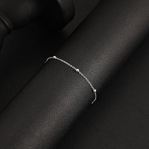 سوار من الفضة الاسترليني 925 للنساء - أنيق 6.5/7 بوصة 3 مم سلسلة ربط الخرز العصرية 16 قيراط مطلية بالذهب سلسلة الأقمار الصناعية القابلة للتعديل مقاومة للماء وغير مشوهة هدية مجوهرات in Kuwait