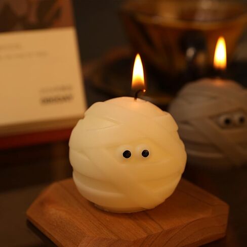 2 Pcs Halloween Mummy Candles, Cute Mummy Shape Spooky Candles Decoration for Halloween Bedroom Bathroom Party Home Table Decor in Kuwait