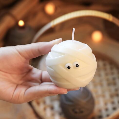 2 Pcs Halloween Mummy Candles, Cute Mummy Shape Spooky Candles Decoration for Halloween Bedroom Bathroom Party Home Table Decor in Kuwait