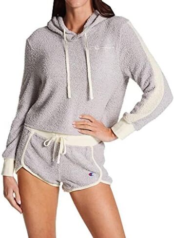 Champion Women's Plush Cropped Hoodie & Shorts Sleep Set in Saudi Arabia