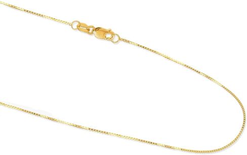 14K Yellow/White/Rose Gold Box Chain Necklace for Women and Men 14K Solid Gold Necklace with lobster clasp in Saudi Arabia