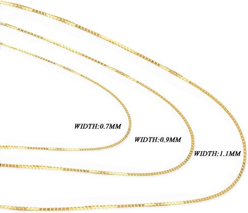 14K Yellow/White/Rose Gold Box Chain Necklace for Women and Men 14K Solid Gold Necklace with lobster clasp in Saudi Arabia