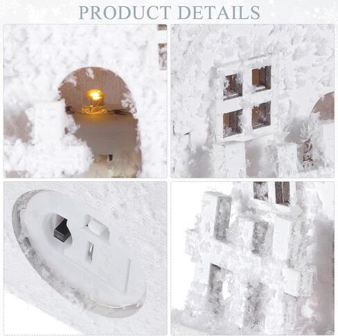 Cabilock 3pcs منازل قرية الثلج عيد الميلاد، كابينة خشبية متوهجة الحلي، أدى مضاءة DIY عيد الميلاد البيت الأبيض التماثيل سطح المكتب الديكورات لفصل الشتاء عيد الميلاد عطلة مهرجان الطرف in Saudi Arabia