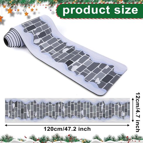 طريق قرية عيد الميلاد - بساط من الطوب الثلجي مقاس 4.7 × 47.2 بوصة للمناظر الطبيعية المصغرة DIY، وإكسسوارات قرية عيد الميلاد، وديكور الموقد in Saudi Arabia