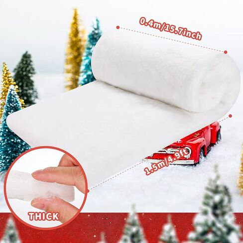 BBTO Large Christmas Fake Snow Blanket 2 Sheet 5 x 6.6 Feet White Artificial Snow Roll Sheet Decorations for Christmas Fluffy Village Accessories Tree Decor Table Runner Mantel Centerpieces in Saudi Arabia