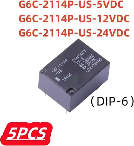 5Pcs/Lot G6C-2114P-US-5VDC G6C-2114P-US-12VDC G6C-2114P-US-24VDC DIP-6 Power Relay G6C-2114P-US(G6C-2114P-US-12VDC) in Kuwait