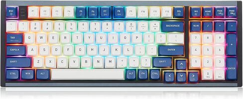 لوحة مفاتيح ميكانيكية Hexgears I3 Kailh Box Switch RGB LED بإضاءة خلفية 87 مفتاح لوحة مفاتيح كمبيوتر مع أغطية مفاتيح PBT، قابلة للتبديل السريع، كابل من النوع C لنظام التشغيل Windows/Mac OS/Android in Kuwait