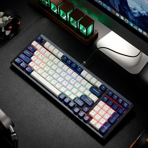 لوحة مفاتيح ميكانيكية Hexgears I3 Kailh Box Switch RGB LED بإضاءة خلفية 87 مفتاح لوحة مفاتيح كمبيوتر مع أغطية مفاتيح PBT، قابلة للتبديل السريع، كابل من النوع C لنظام التشغيل Windows/Mac OS/Android in Kuwait