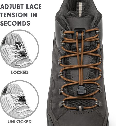 أربطة أحذية Xpand مستديرة بدون أربطة - نظام أربطة مرن - مقاس واحد يناسب جميع أحذية البالغين والأطفال (عبوة من قطعتين) in Kuwait