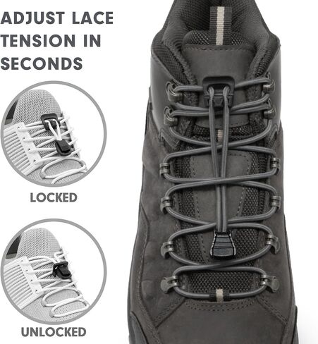 Xpand Round No Tie Shoelaces - Elastic Lacing System - One Size Fits All Adults and Kids Shoes (Pack of 2) in Kuwait