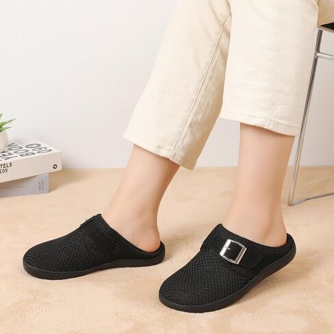 Womens Wide Slippers Adjustable Diabetic Mules Slip on House Slipper Clogs Breathable Comfortable Barefoot Walking Slipper for Arthritis Edema Swollen Elderly in Saudi Arabia