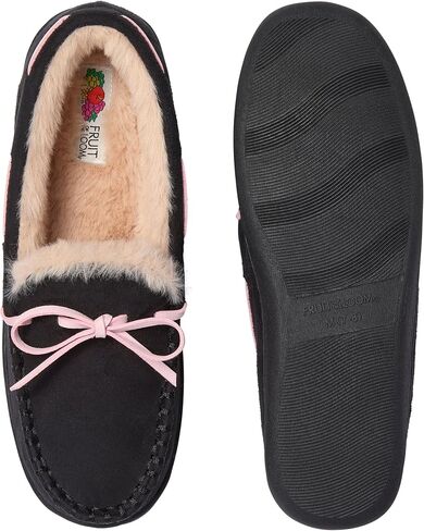 Fruit of the Loom Women's Moccasin, Indoor/Outdoor, Memory Foam, Microsuede, Black, X-Large Slipper in Saudi Arabia