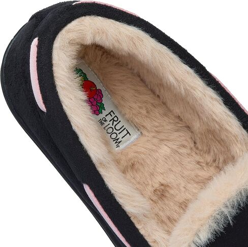 Fruit of the Loom Women's Moccasin, Indoor/Outdoor, Memory Foam, Microsuede, Black, X-Large Slipper in Saudi Arabia