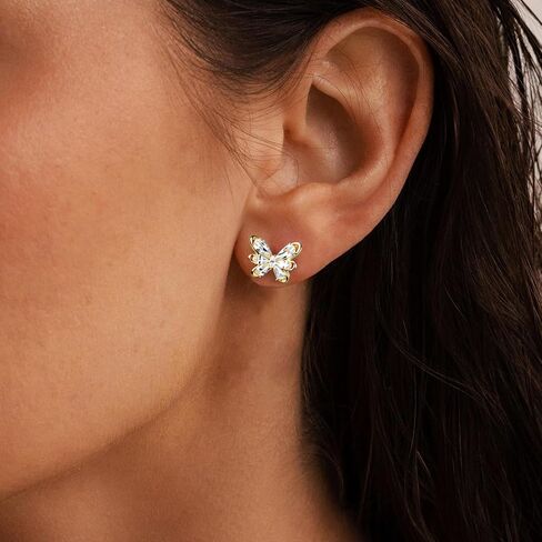 Shiny Gold Earrings for Women,14K Gold Plated Butterfly Earrings for Women,14K Real Gold Plated Dainty & Trendy Butterfly Stud Earrings for Fashion Jewelry Gifts in Saudi Arabia