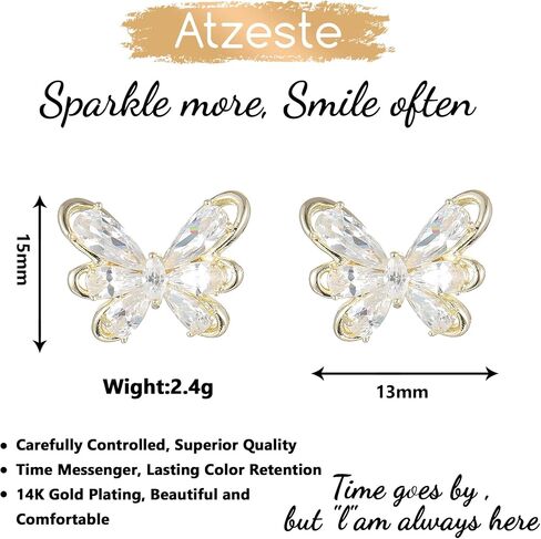 Shiny Gold Earrings for Women,14K Gold Plated Butterfly Earrings for Women,14K Real Gold Plated Dainty & Trendy Butterfly Stud Earrings for Fashion Jewelry Gifts in Saudi Arabia